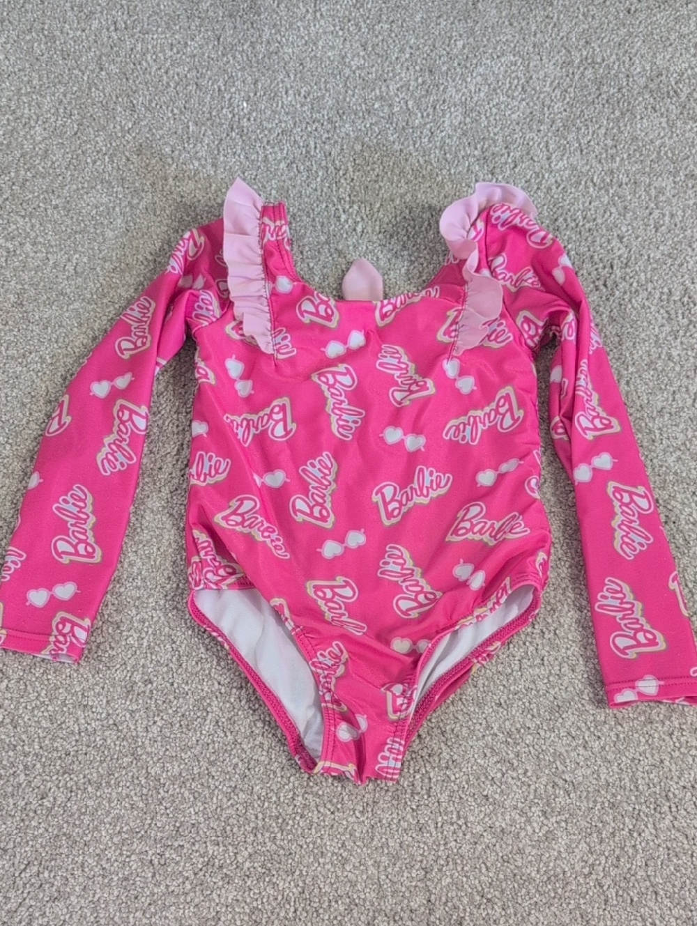 Barbie Hot Pink Long Sleeve Ruffle One-Piece